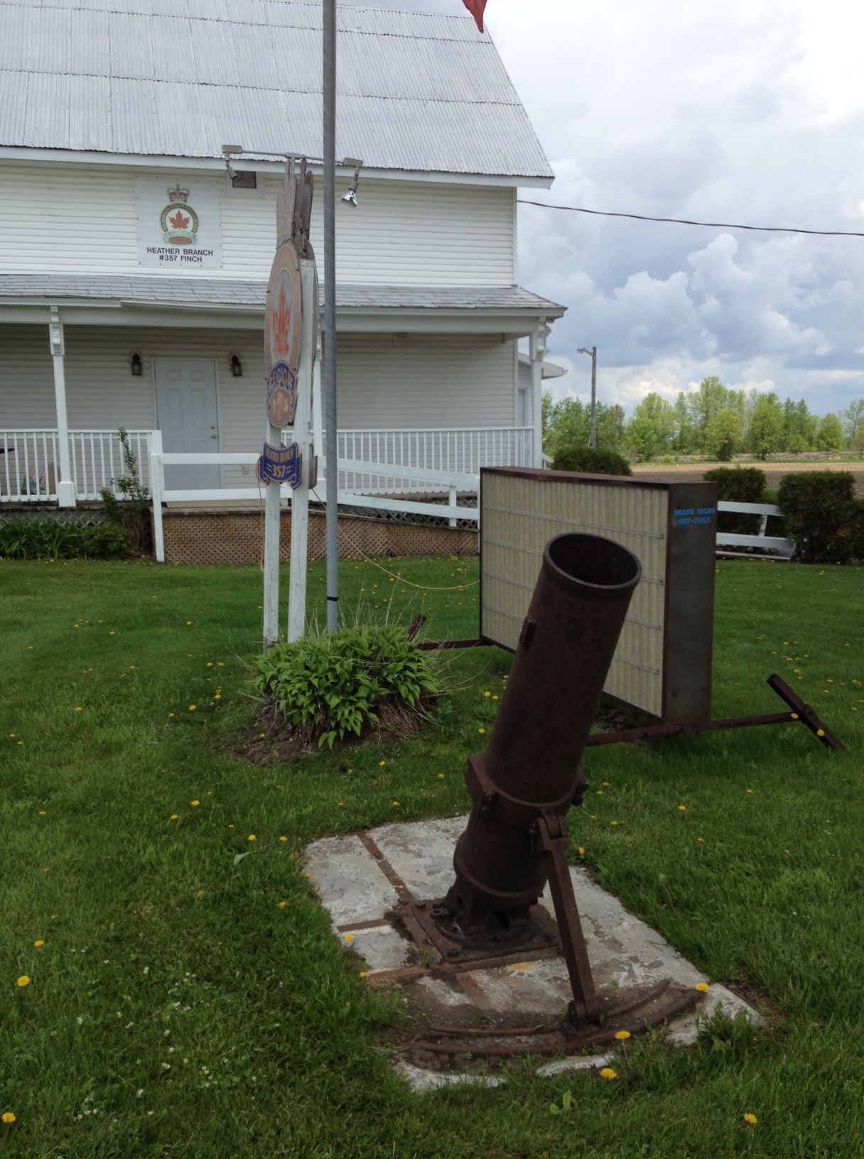 Finch ON, 24cm Flugel Minenwerfer (trench mortar) in front of the Legion just West of Finch.  (Author's photo)