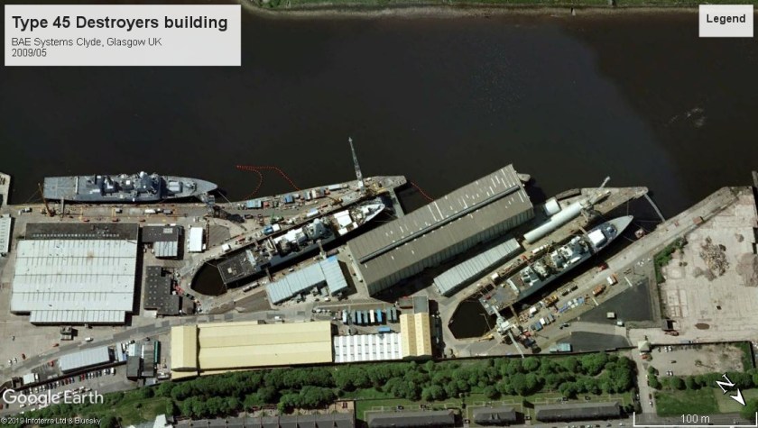 Type 45 ships building Clyde 2009.jpg