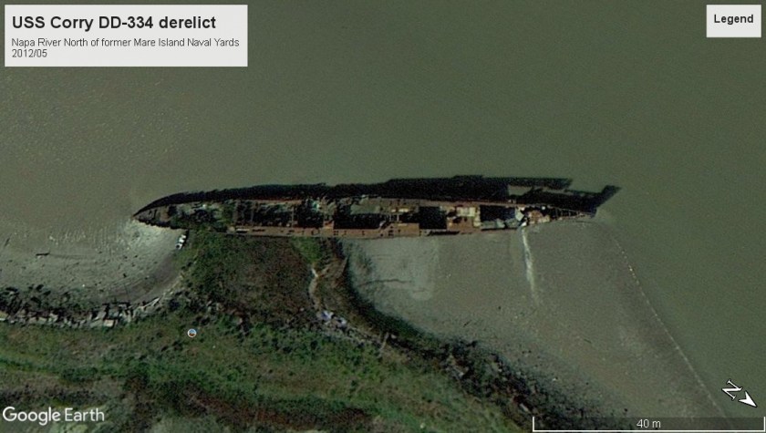 USS Corry DD-334 derelict Napa River 2012