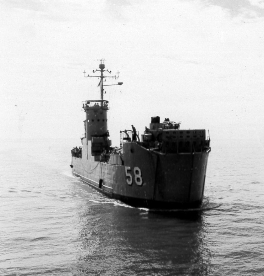 USS LSM-58 near HMCS Nootka NK-1592 (detail)