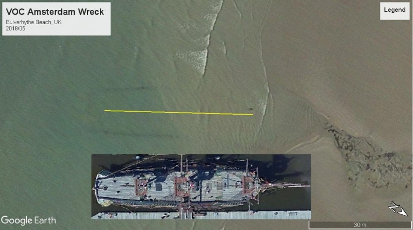 VOC Amsterdam 2018 wreck Bulverhythe Beachdistance