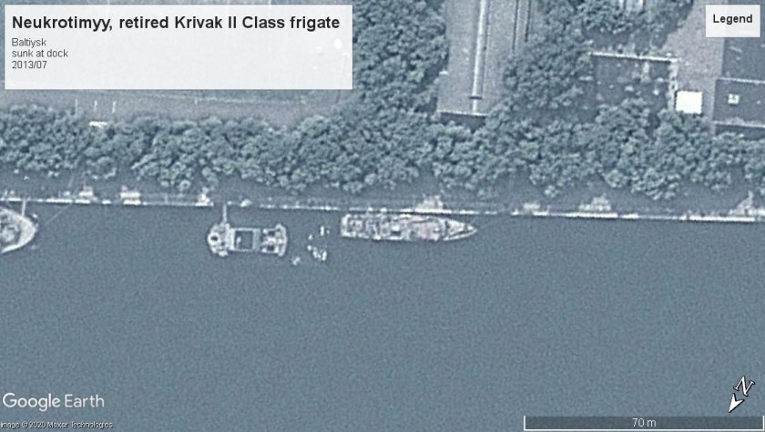 Neukrotimyy KrivakII class FF sunk Baltiysk 2013