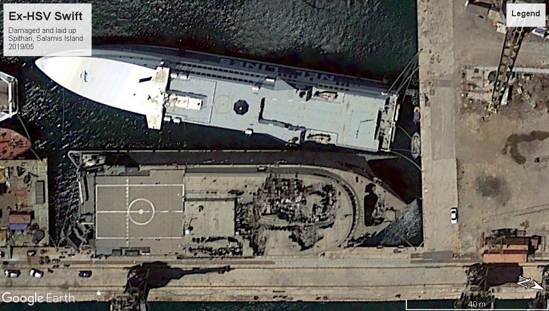 HSV Swift damaged Salamis Island 2019