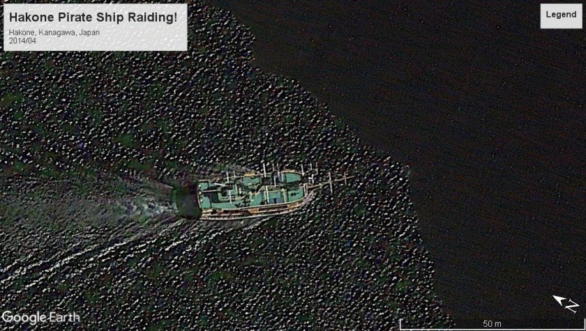 Hakone Japan pirate ship underway 2014