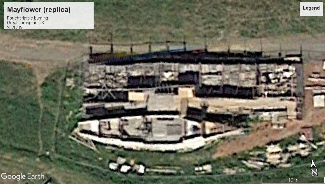 Mayflower burning ship Great Torrington UK 2020