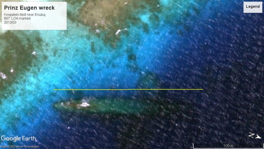 Prinz Eugen cruiser wreck Kwajalein Atill 2013