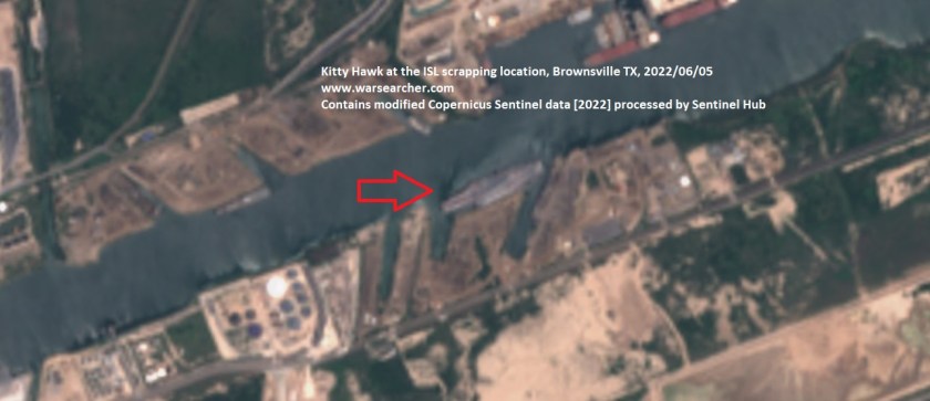 Kitty Hawk final position TX Sentinel-2 L1C image on 2022-06-05