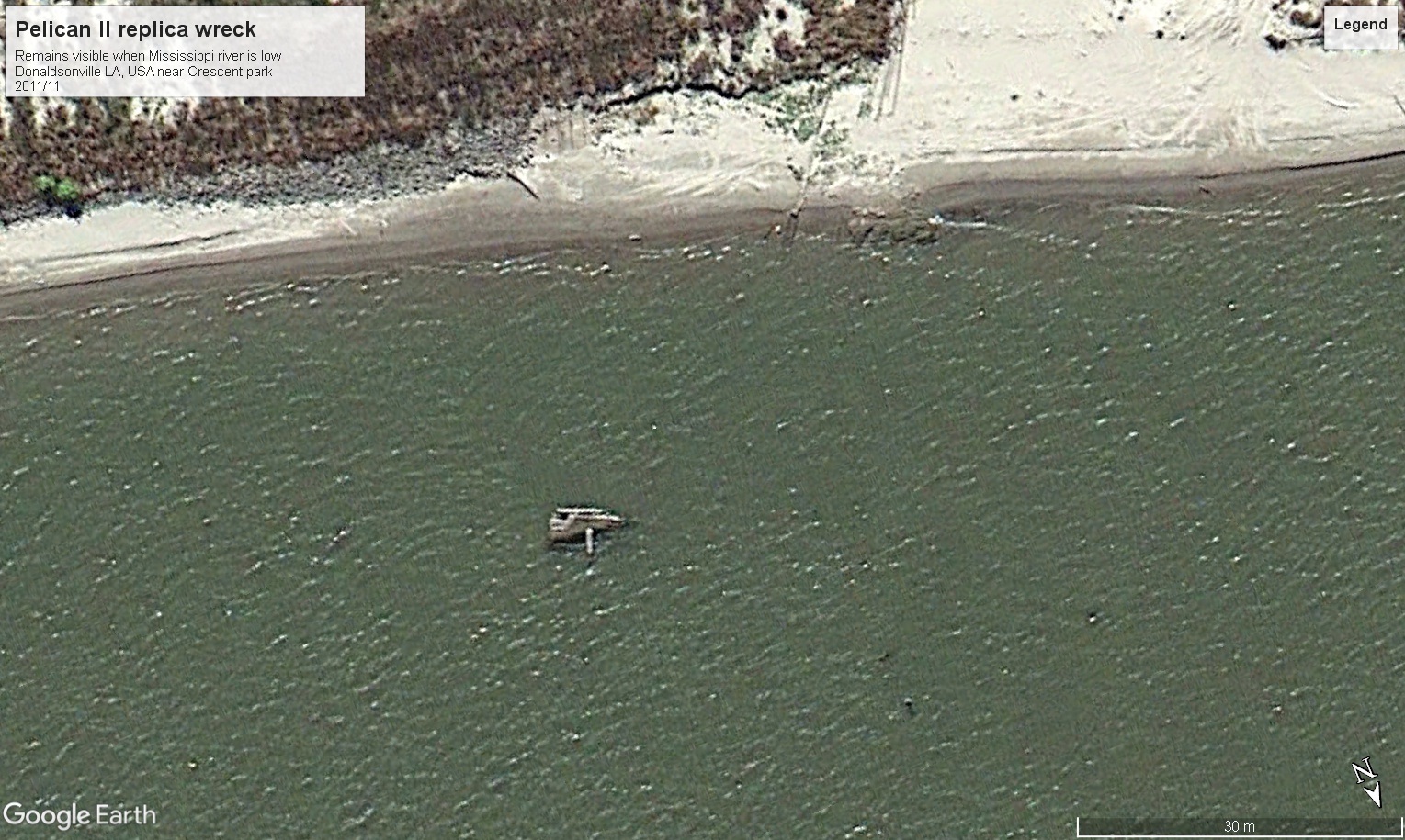 Pelican II wreck Mississippi at Donaldsonville LA